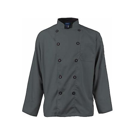 KNG Large Men's Active Slate Long Sleeve Chef Coat 2122SLBKL
